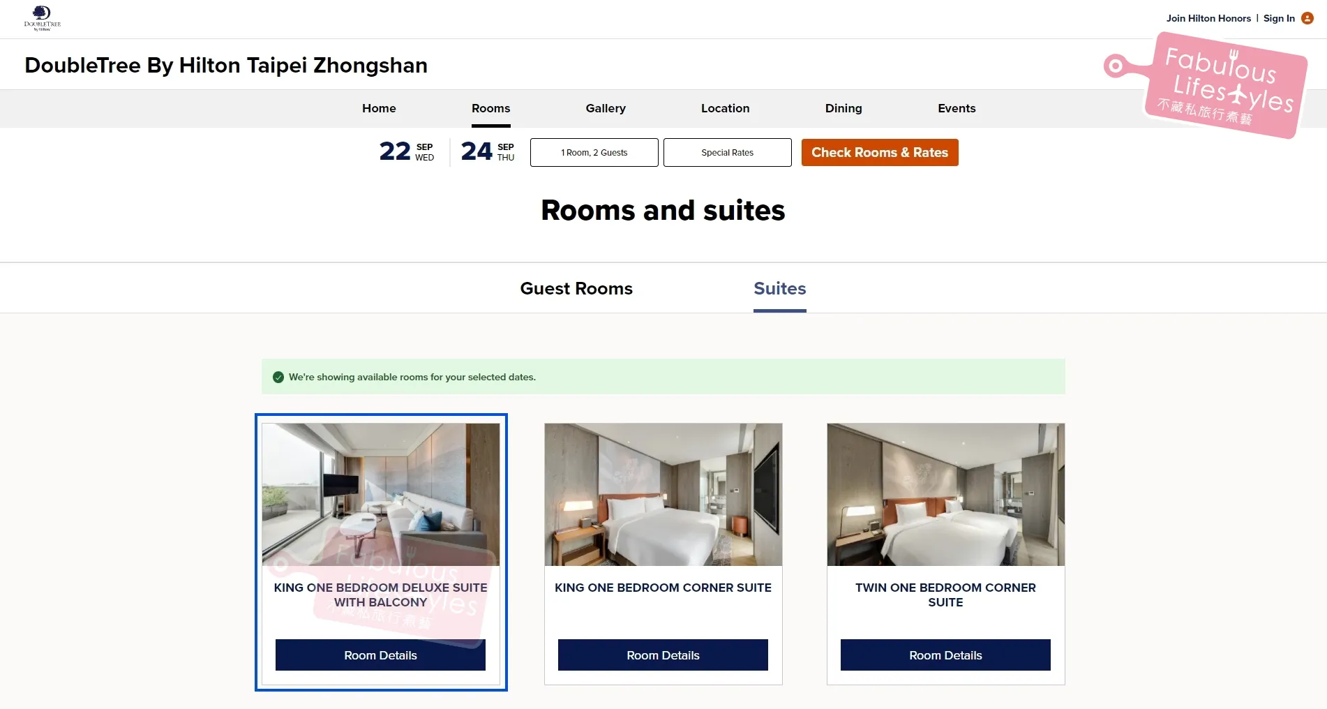 Availability of Heavenly Suite from Sept 22-24