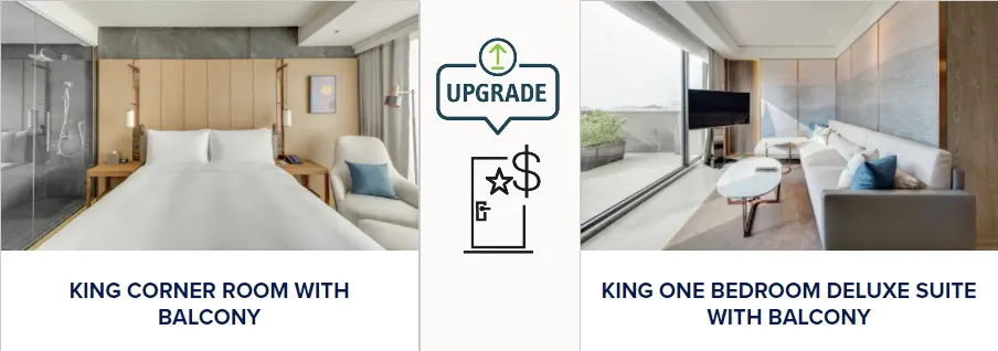 Upgrade from "Corner Room" to "Heavenly Suite"