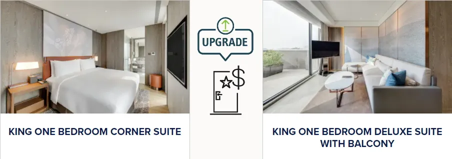 Upgrade from "Corner Suite" to "Heavenly Suite"