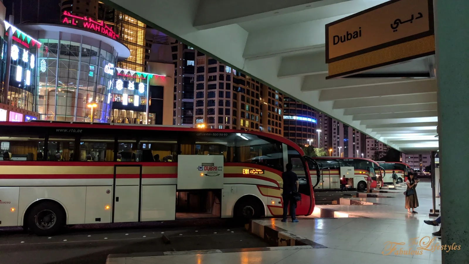 Bus stop to Dubai inside Abu Dhabi Central Bus Station