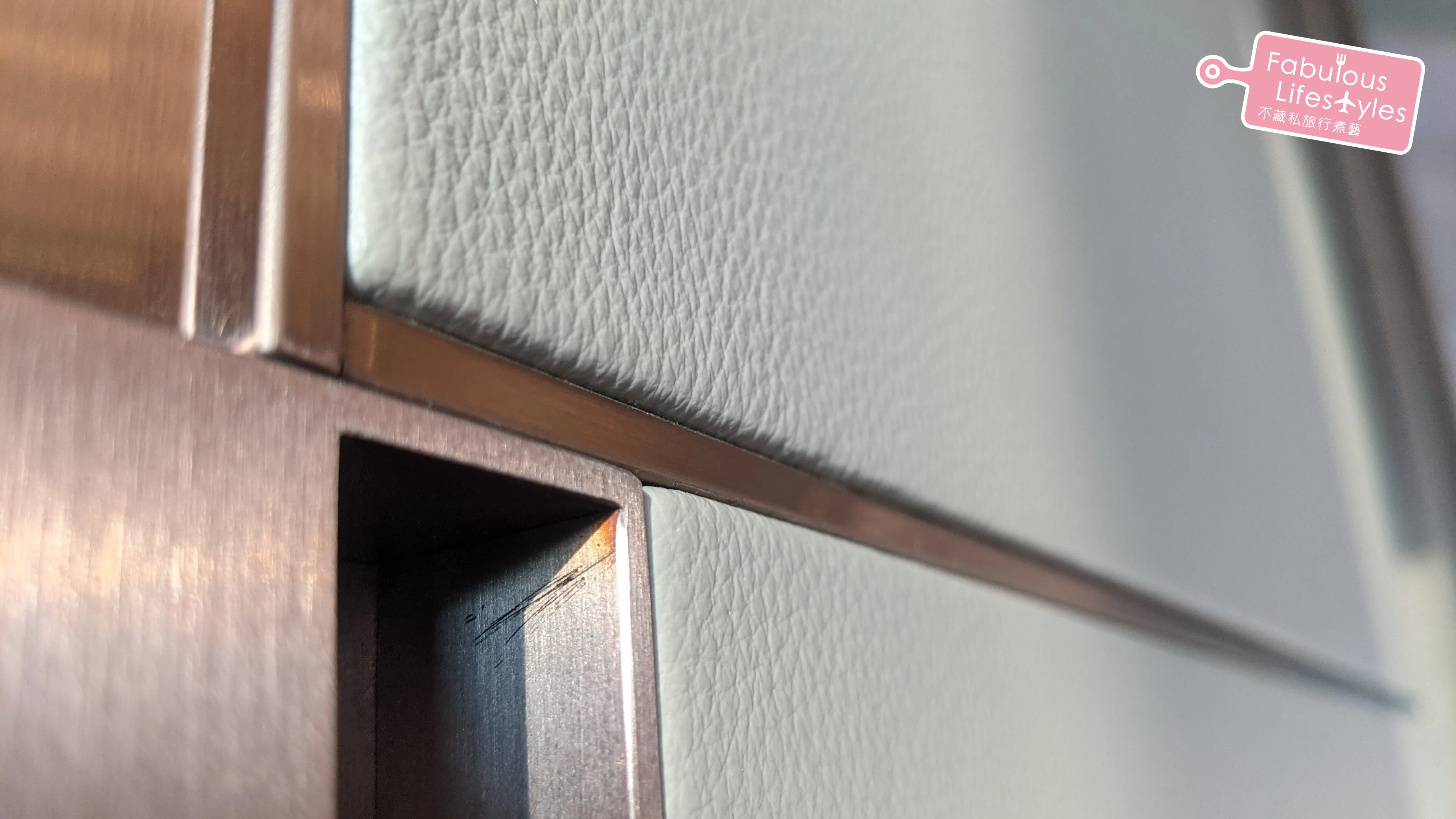 Leather and metal-framed sliding door