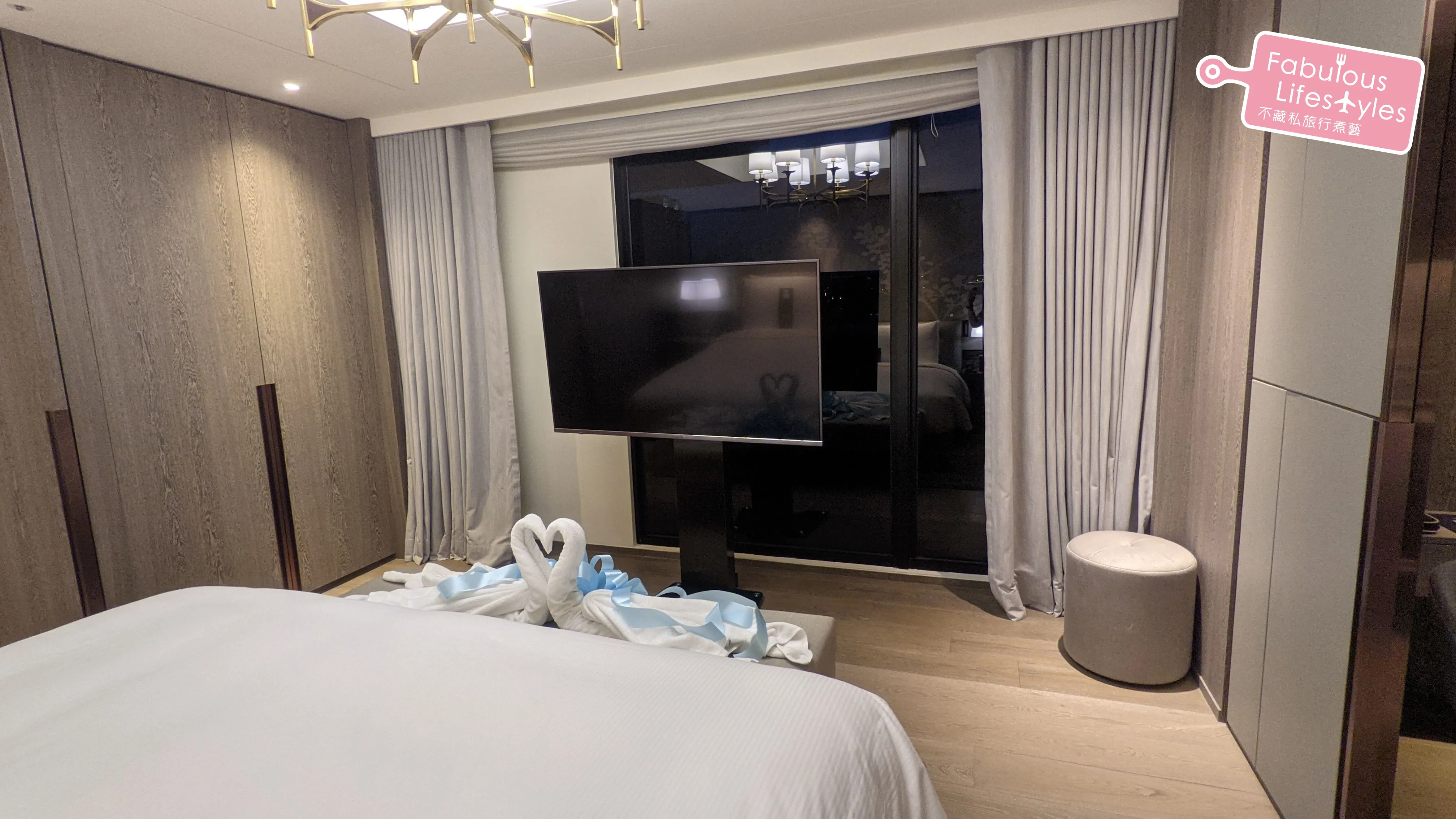 The bedroom remains bright at night