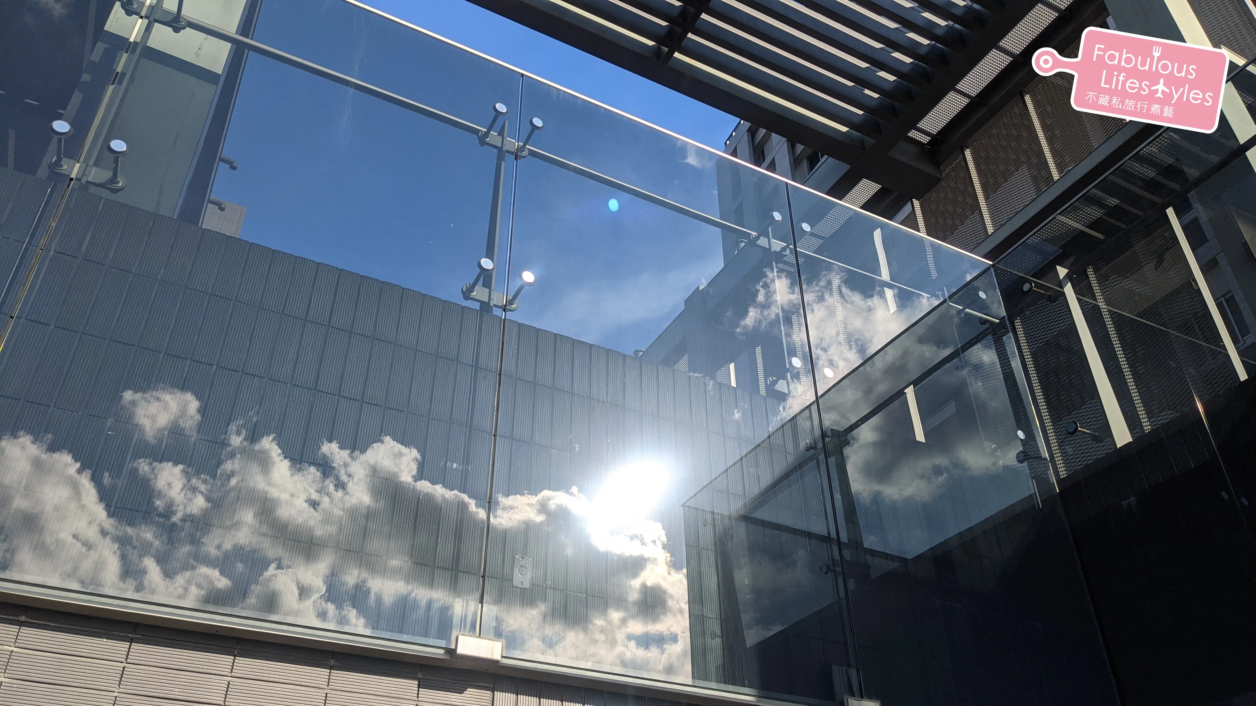 Looking at the roof's glass railings from the terrace