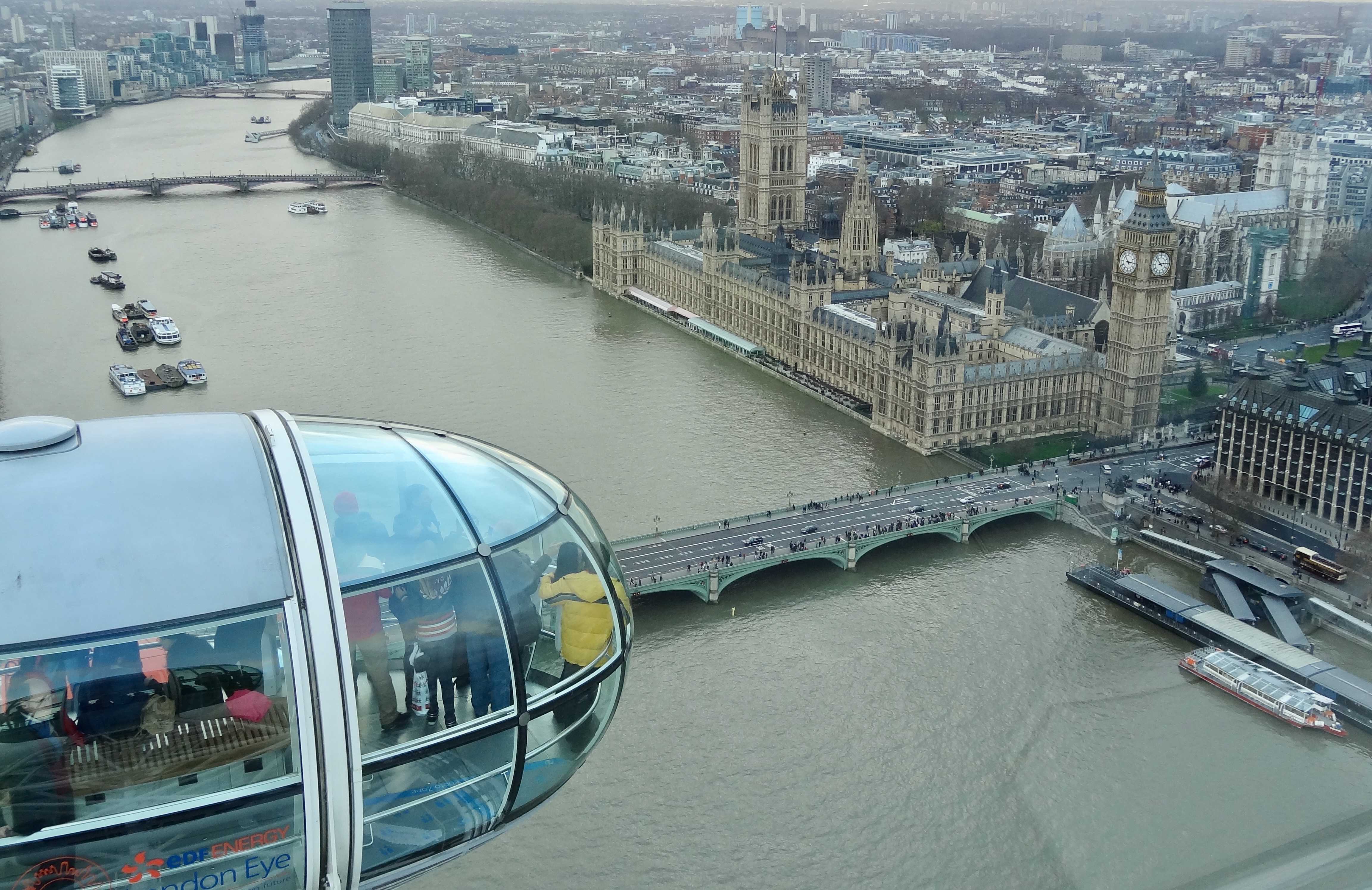 【倫敦眼】空中360°俯瞰倫敦市區全景｜一次看夠國會大廈、大笨鐘、西敏寺 London Eye